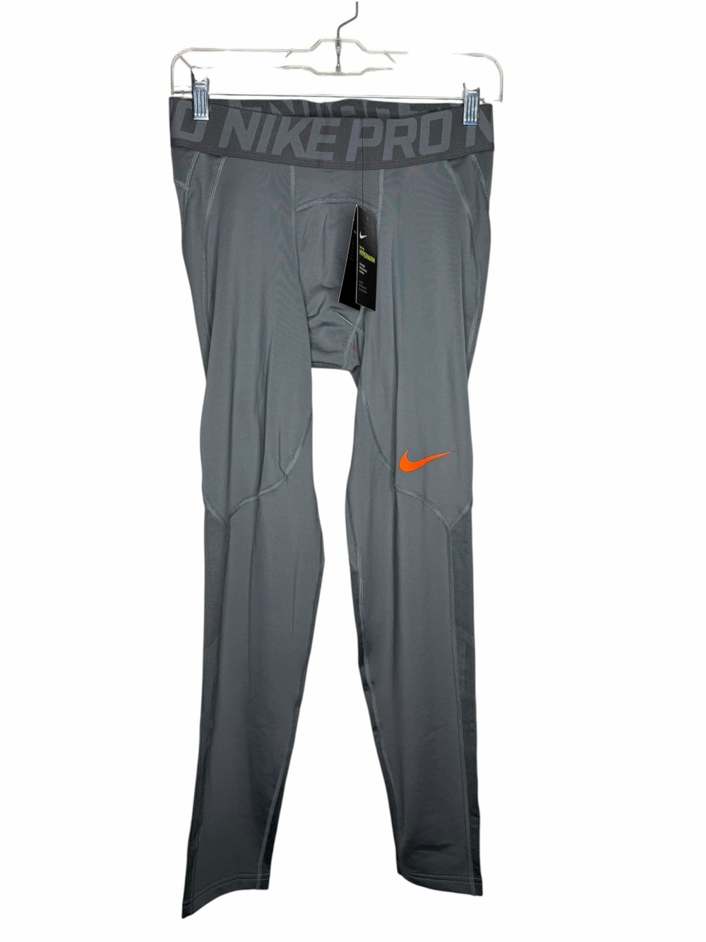 NIKE PRO / gray Hyperwarm compression full length training legging tights / M